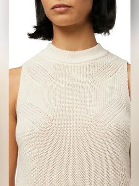 Joe’s Sleeveless Cream Knit Mock Neck Sweater L NWT